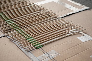 Spray paint bamboo skewers